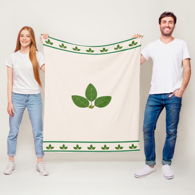 Couverture Polaire Feuilles verts modernes (En situation)