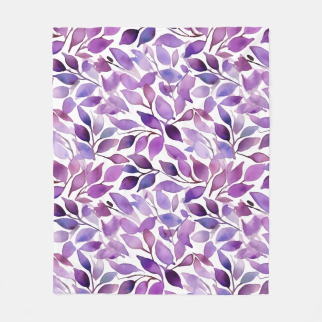 Couverture Polaire Feuilles violettes (Devant)