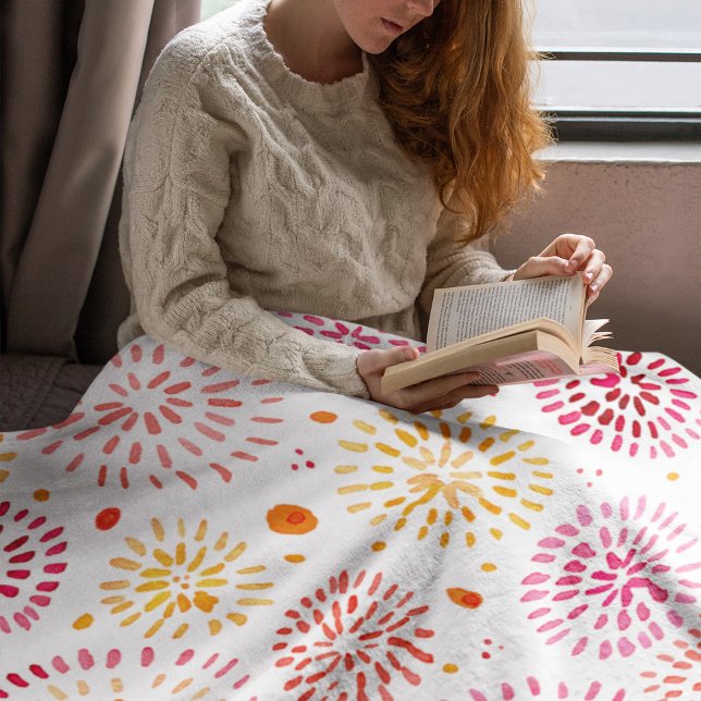 Couverture Polaire Feux d'aquarelle mignonne en jaune et orange (Créateur téléchargé)