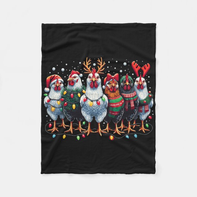 Couverture Polaire Feux de Noël de poulets Noël à la ferme Noël (Devant)