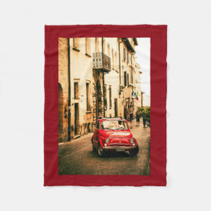 Couverture Polaire Fiat rouge 500, Italie, voiture vintage couvrante