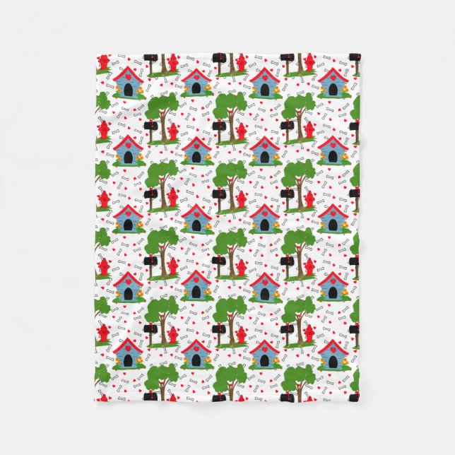 Couverture Polaire Fido Dog House Coeurs Bones (Devant)