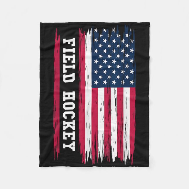 Couverture Polaire Field Hockey Usa American Flag Hockey Player Sport (Devant)
