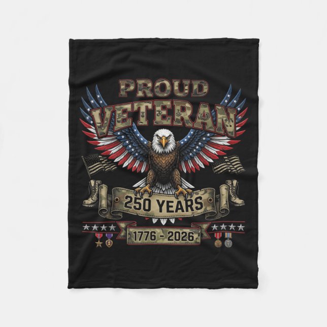 Couverture Polaire Fier Vétéran 250 Ans Amérique 1776 2026 Drapeau (Devant)
