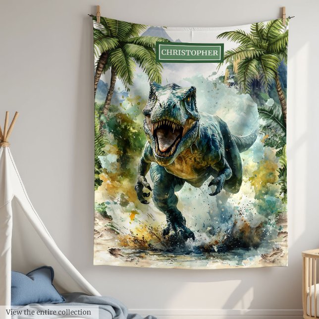 Couverture Polaire Fierce Dinosaur Blanket Nom personnalisé personnal (Fierce Dinosaur Blanket Personalized Custom Name Boys)