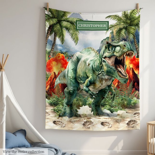 Couverture Polaire Fierce Dinosaur Blanket Nom personnalisé Personnal (Fierce Dinosaur Blanket Custom Name Personalized)
