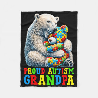 Couverture Polaire Fière Autisme Grand-père Ours Sensibilisation sur 