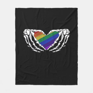 Couverture Polaire Fierté - Squelette Mains Tenant Coeur Classique