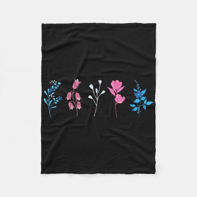 Couverture Polaire Fierté transgenre florale, Fleur du drapeau transg (Devant)
