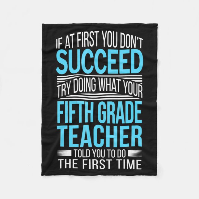 Couverture Polaire Fifth Grade Teacher If At First You Dont Succeed  (Devant)