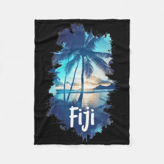 Couverture Polaire Fiji Palm Trees Beach Sunset Vacation Souvenir For