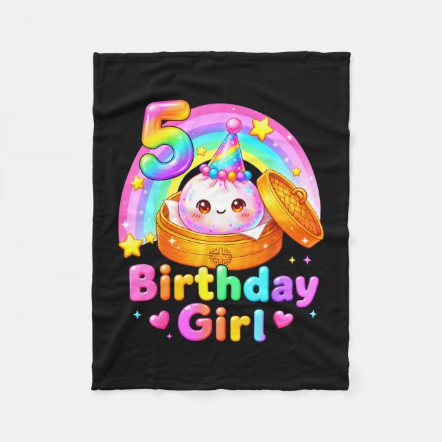 Couverture Polaire fille 5 ans anniversaire dumpling kawaii pastel an (Devant)