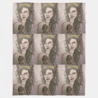 Couverture Polaire fille aux cheveux de ruche priant