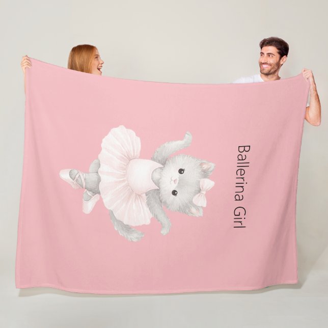 Couverture Polaire Fille ballerine chaton gris (En situation)