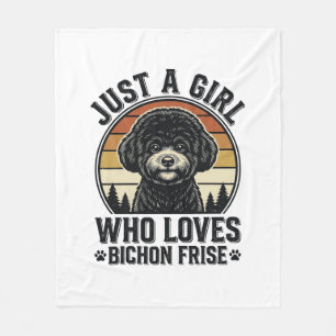 Couverture Polaire Fille Bichon Frise Chemise Vintage Amoureux de Chi