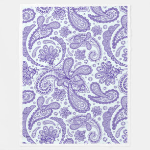 Couverture Polaire Fille Blanche Et Violette Vintage Paisley Florale