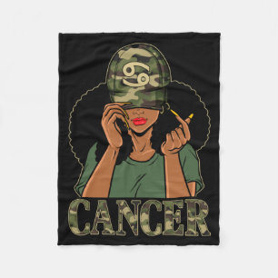 Couverture Polaire Fille Cancer Homme Femme Noire Avec Casquette Camo