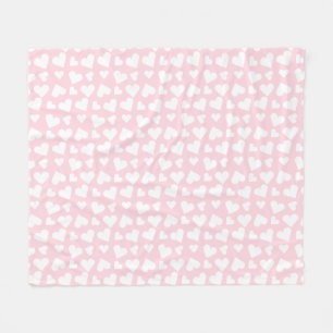 Couverture Polaire Fille Coeur Motif rose blanc