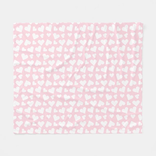 Couverture Polaire Fille Coeur Motif rose blanc (Devant (Horizontal))