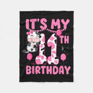 Couverture Polaire Fille de 11 ans Fête d'anniversaire Thème Vache 11