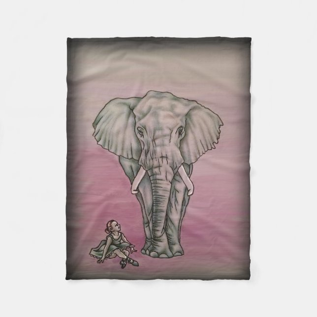 Couverture Polaire Fille de ballerine avec l'éléphant (Devant)