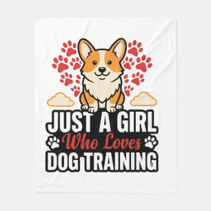 Couverture Polaire Fille de dressage de chien Corgi Vintage Vector Co