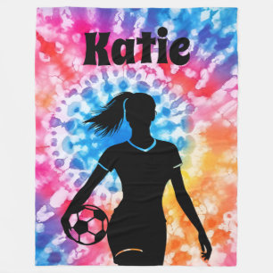 Couverture Polaire Fille de football Personnalisé Cravate-Dye Rainbow