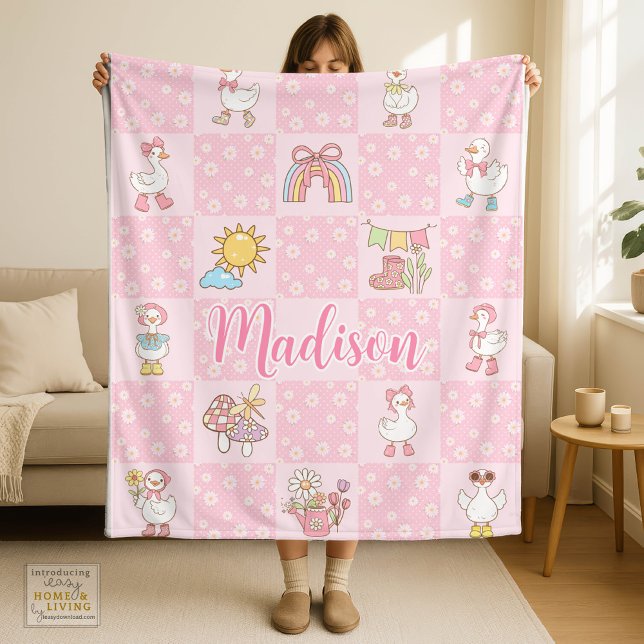Couverture Polaire Fille de l'oie ridicule Design Rose  (Créateur téléchargé)