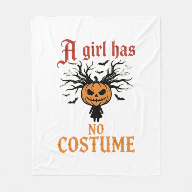 Couverture Polaire Fille d'Halloween n'a pas de citrouille de costume (Devant)