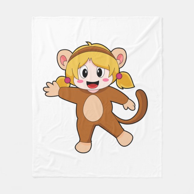 Couverture Polaire Fille en costume comme singe (Devant)