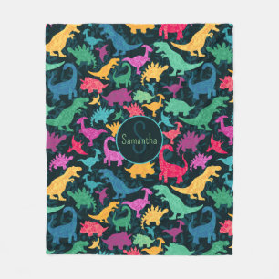 Couverture Polaire Fille Florale Dinosaure Silhouette Filles