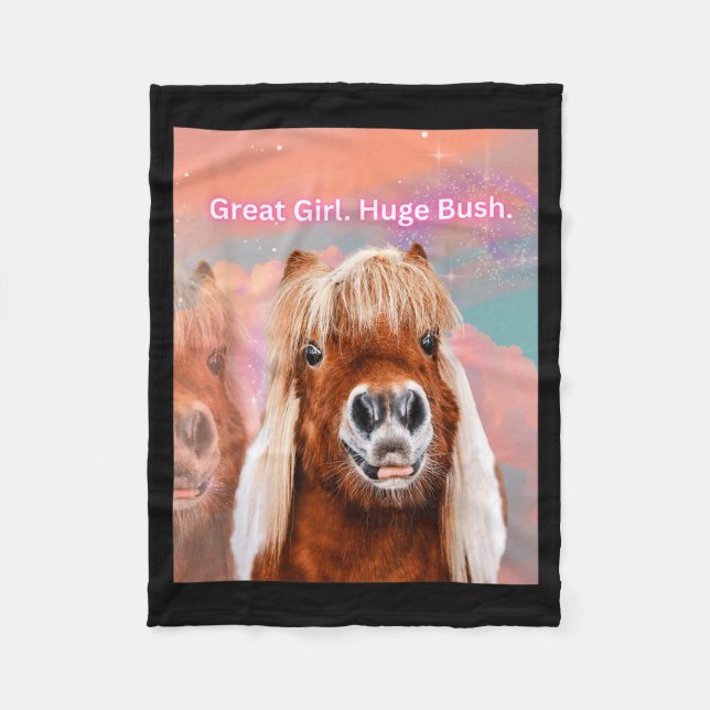 Couverture Polaire Fille géniale cheval énorme buisson (Devant)