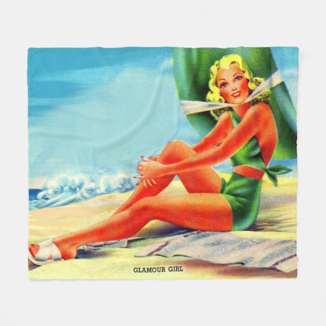 Couverture Polaire Fille glamour des années 1940 (Devant (Horizontal))