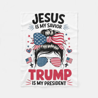 Couverture Polaire Fille Jésus Mon Sauveur Trump Président Femme Chré