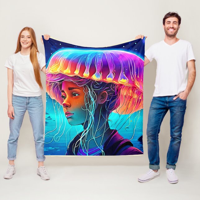 Couverture Polaire Fille Méduse Art (En situation)
