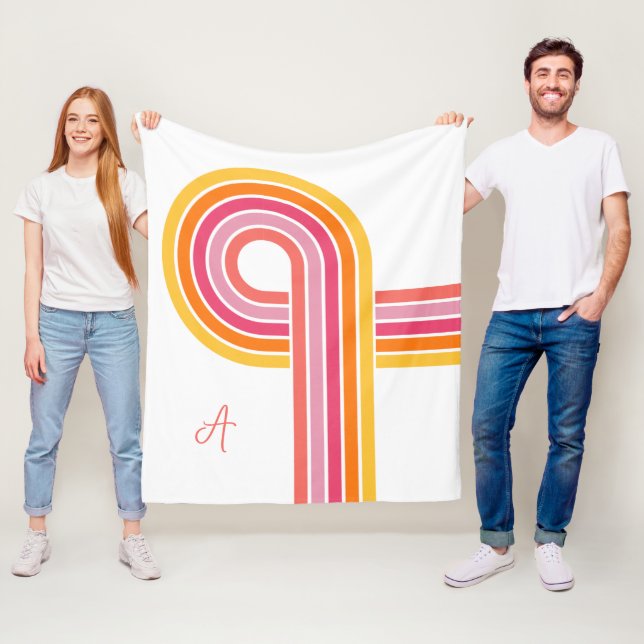 Couverture Polaire Fille moderne Couleurs lumineuses Motif à bandes c (En situation)