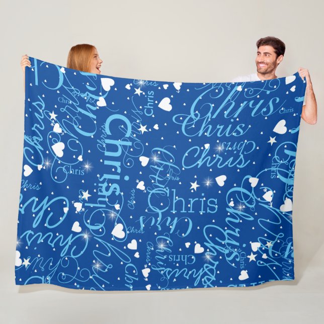 Couverture Polaire Fille Nom Fille Ciel personnalisé bleu (En situation)