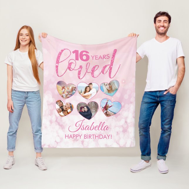 Couverture Polaire Fille Parties scintillant rose 16e anniversaire Ph (En situation)