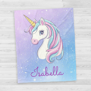 Couverture Polaire Fille Personnalisée Whimsical Unicorn Étincelle