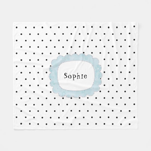 Couverture Polaire Fille Pois Noir & Blanc Personnalisé (Devant (Horizontal))