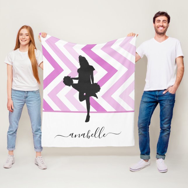 Couverture Polaire Fille Pom-pom girl rose Silhouette Cheer Nom de l' (En situation)
