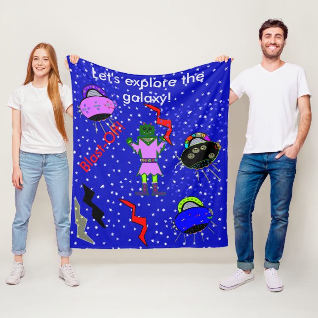 Couverture Polaire Fille Robot Alien Vaisseaux Spatiaux Enfants Couve (En situation)
