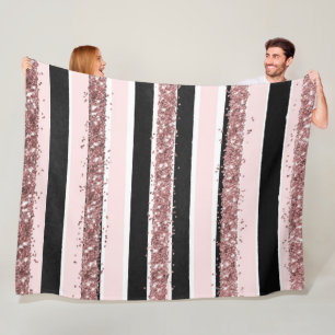 Couverture Polaire Fille Rose or rose noir Parties scintillant rayure