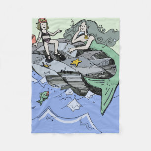 Couverture Polaire Fille sirène Été Plage Amitié Fantaisiste