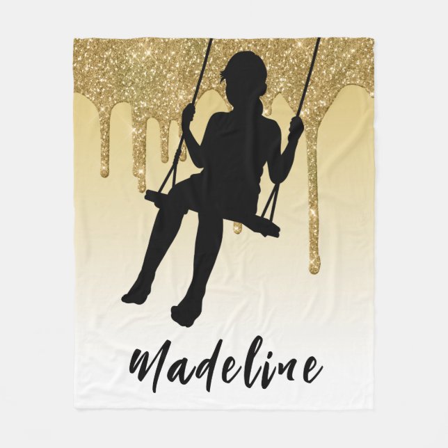 Couverture Polaire Fille sur Swing Gold Parties scintillant Drip Ombr (Devant)