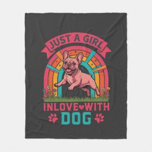 Couverture Polaire Fille tout simplement amoureuse du chien Bouledogu