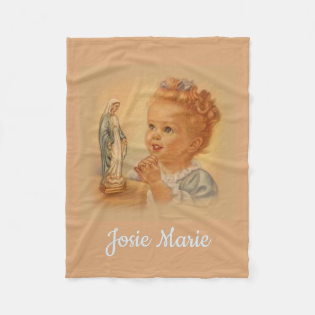 Couverture Polaire Fille vintage catholique de Vierge Marie (Devant)