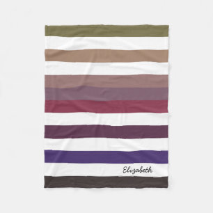 Couverture Polaire Fille violet larges bandes horizontales avec nom