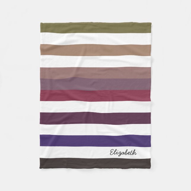 Couverture Polaire Fille violet larges bandes horizontales avec nom (Devant)