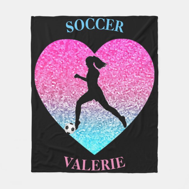 Couverture Polaire Filles Aimer Soccer Noir Custom Fleece Blanket (Devant)